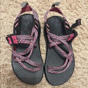 Chaco Pink and Black Sport Sandals with Adjustable Straps